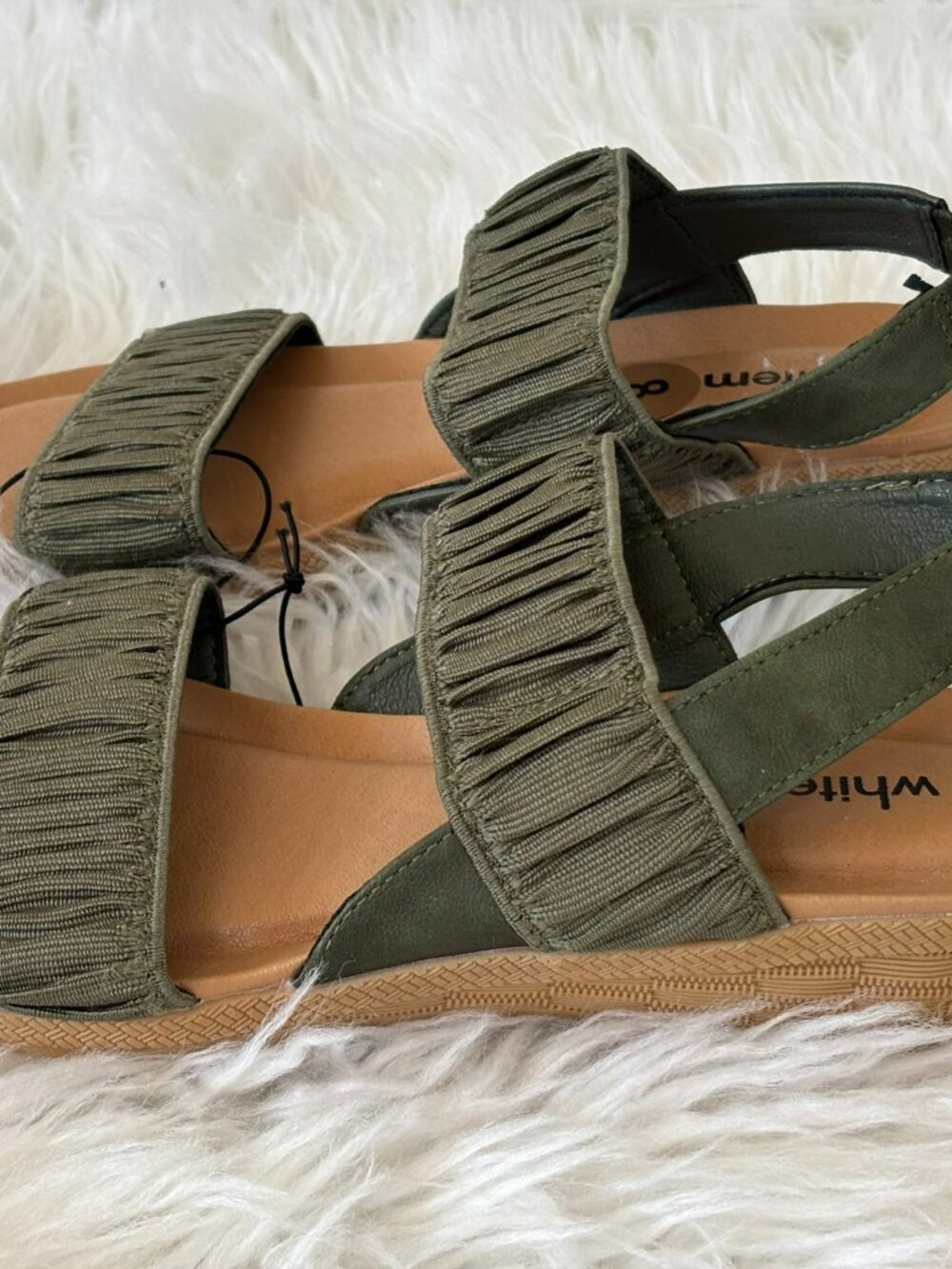 NWT White Mountain Olive Green Slip-on Stretch Slingback Sandals 8 - Picture 3 of 7